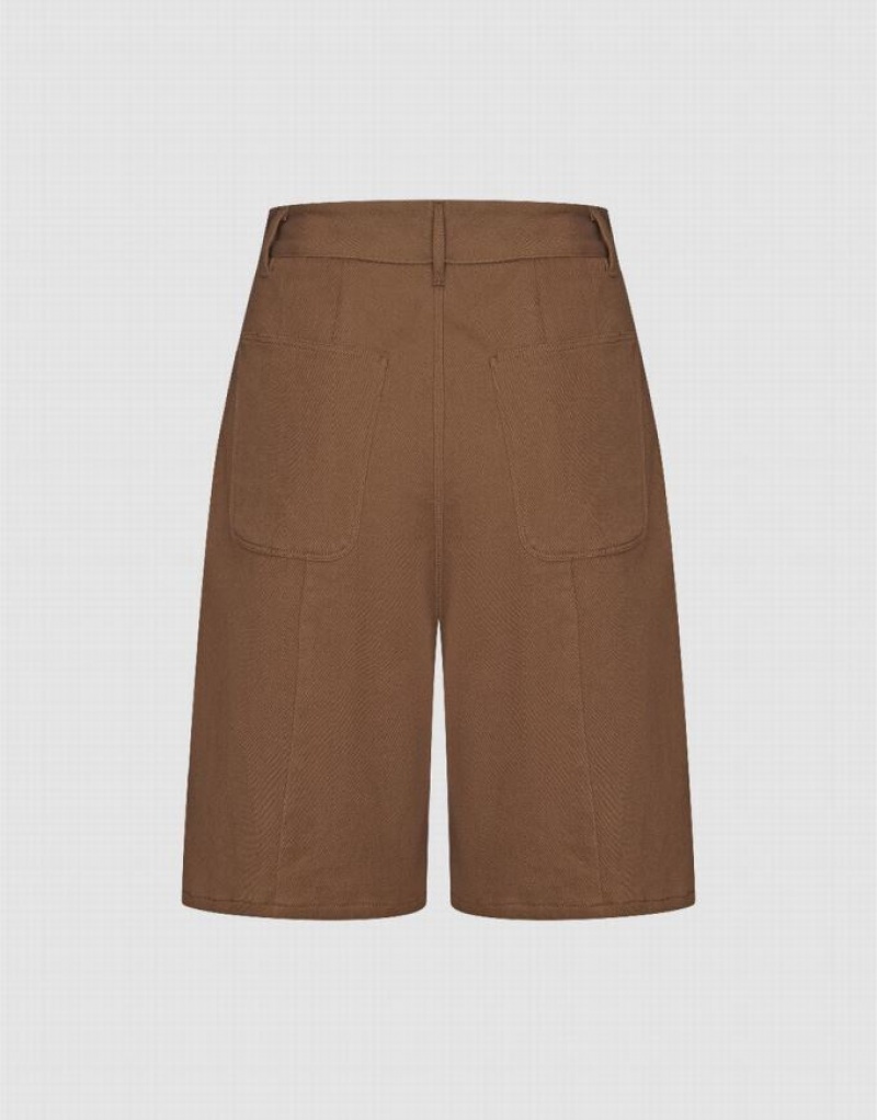 Brown Urban Revivo Urban Regular Women's Shorts | ZALKMD-314