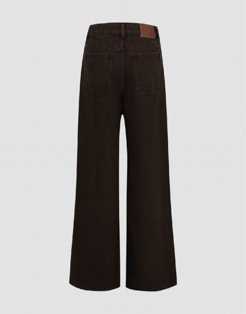 Brown Urban Revivo Wide-Leg Women's Jeans | EYBZGR-568