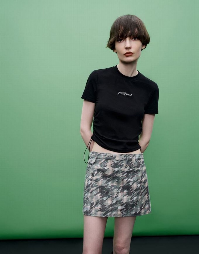 Camo Urban Revivo Printed Mini Straight Women's Skirts | HXROZM-934