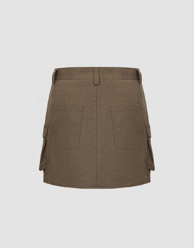 Coffee Urban Revivo Mini A-Line Women's Skirts | MSRVHK-024