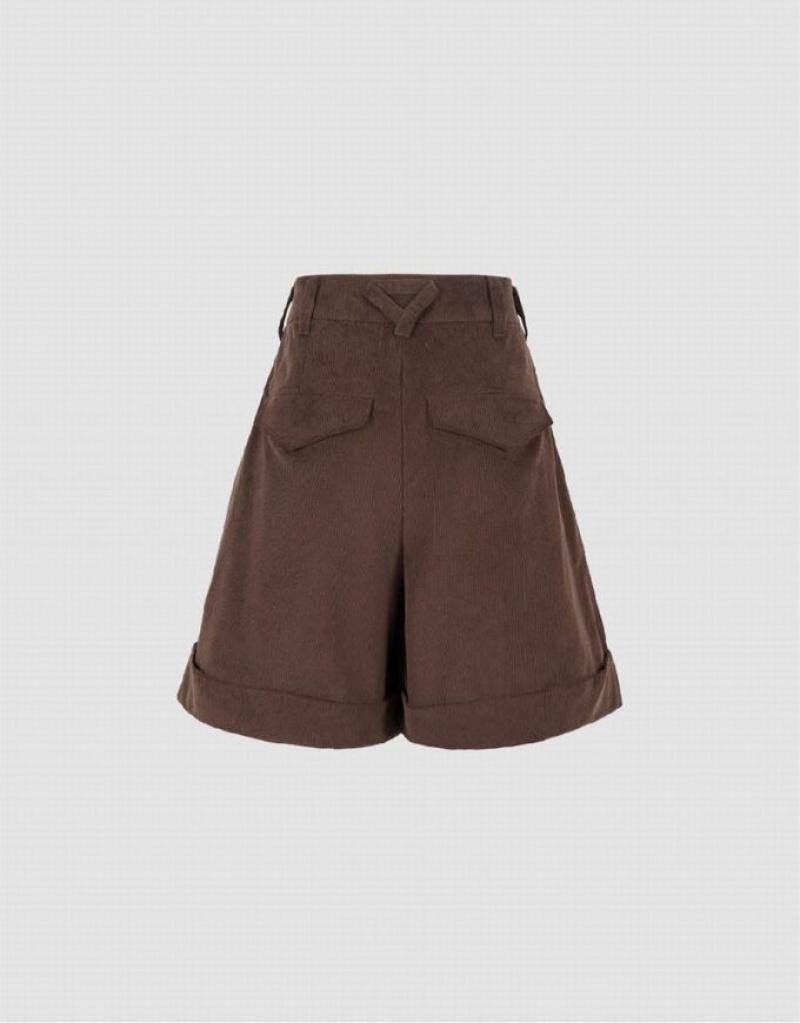 Coffee Urban Revivo Urban Regular Women's Shorts | GZUBMA-934