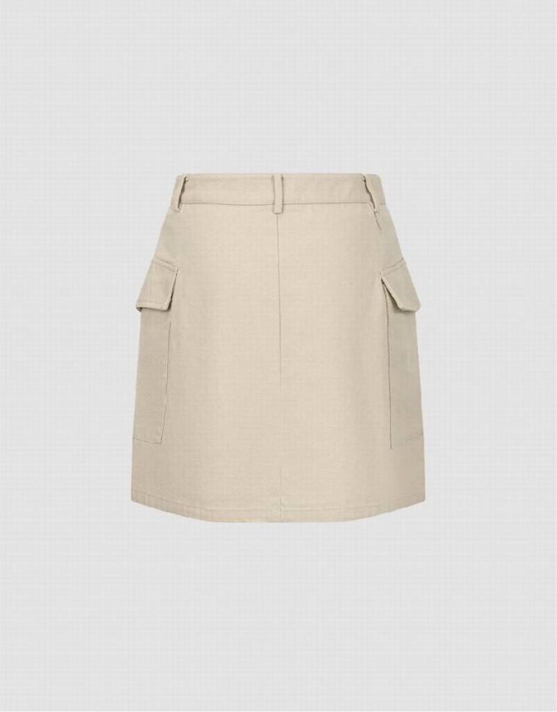 Cream Urban Revivo Mini A-Line Women's Skirts | YBCKTM-697