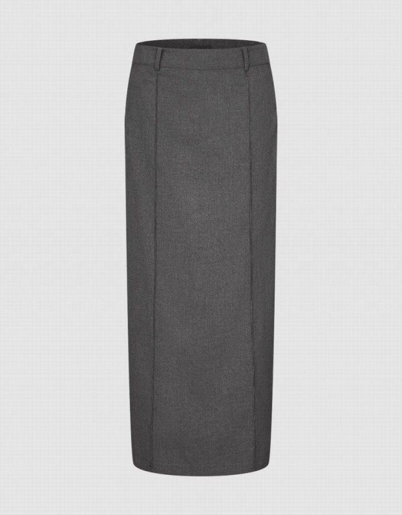 Dark Grey Urban Revivo Maxi Straight Women\'s Skirts | ISOHYM-562