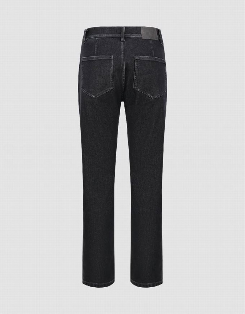 Dark Grey Urban Revivo Straight Men's Jeans | IGPDUB-419