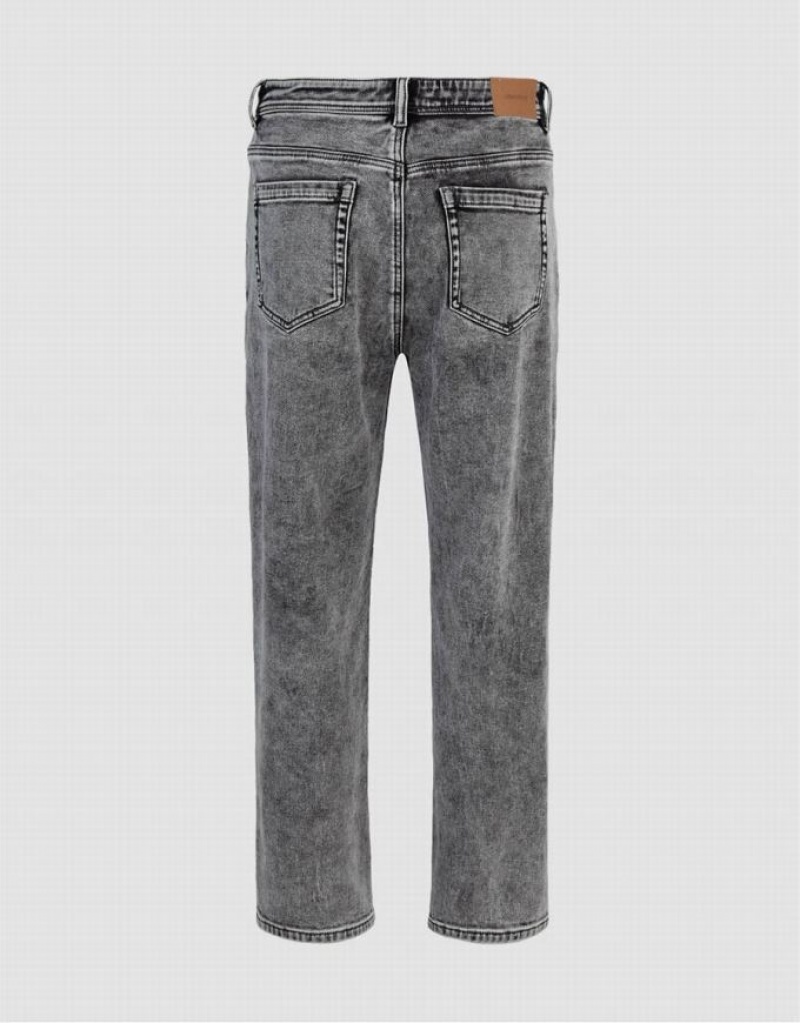 Dark Grey Urban Revivo Straight Men's Jeans | IUFMNG-593