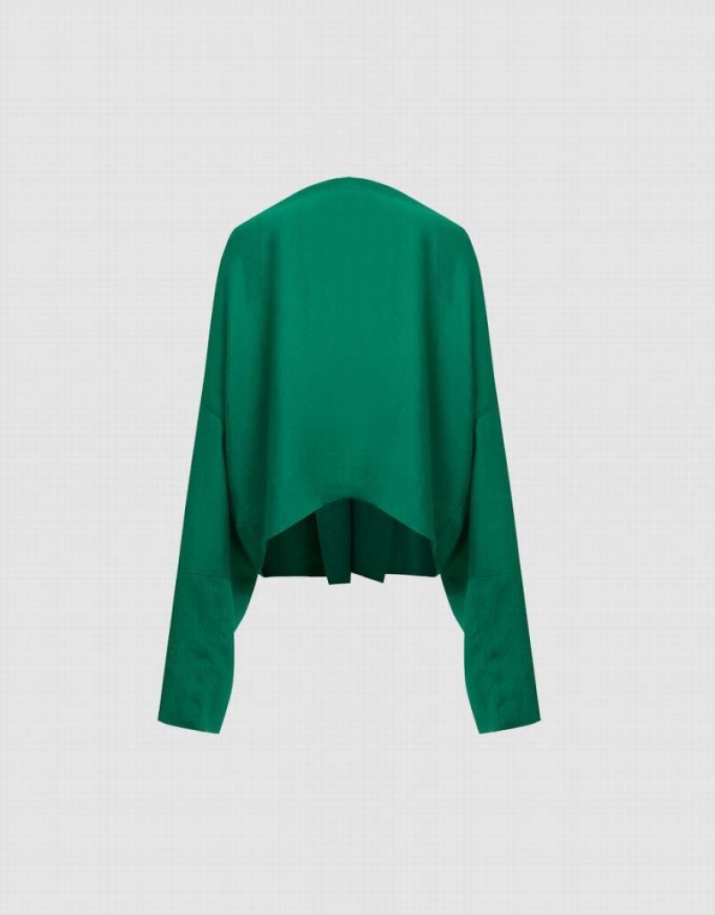 Green Urban Revivo Cowl Neck Overhead Women's Blouse | VWUDKC-893