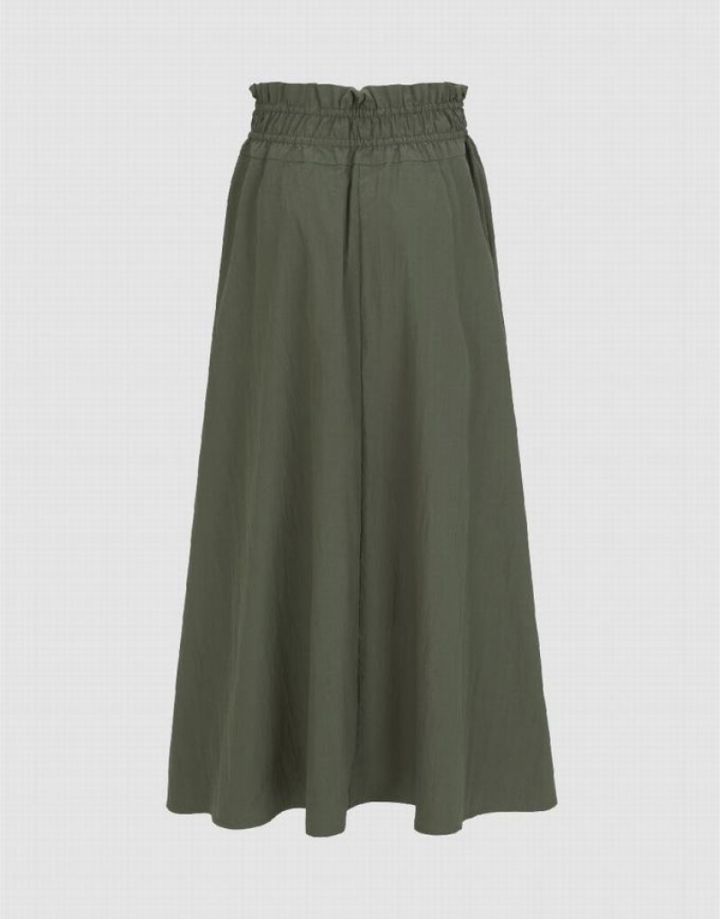 Green Urban Revivo Elastic Waist A-Line Women's Skirts | WFANIU-867