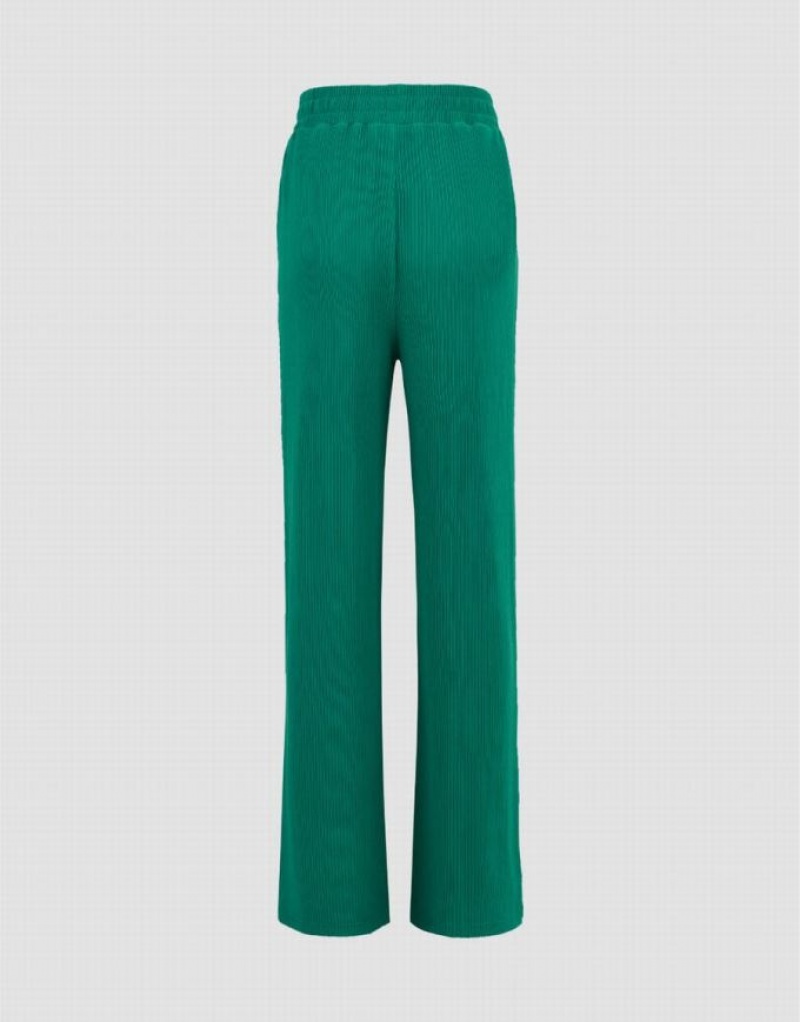 Green Urban Revivo Elastic Waist Straight Women's Pants | UQSLVA-582