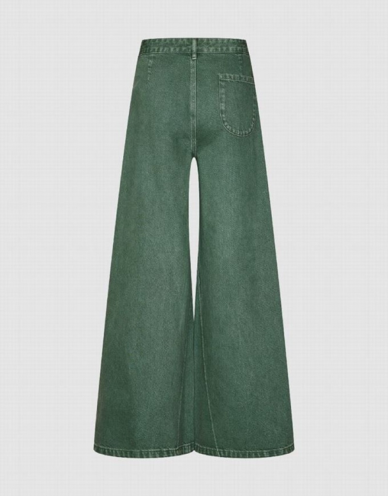 Green Urban Revivo Gradient Wide-Leg Women's Jeans | BLEJMK-260