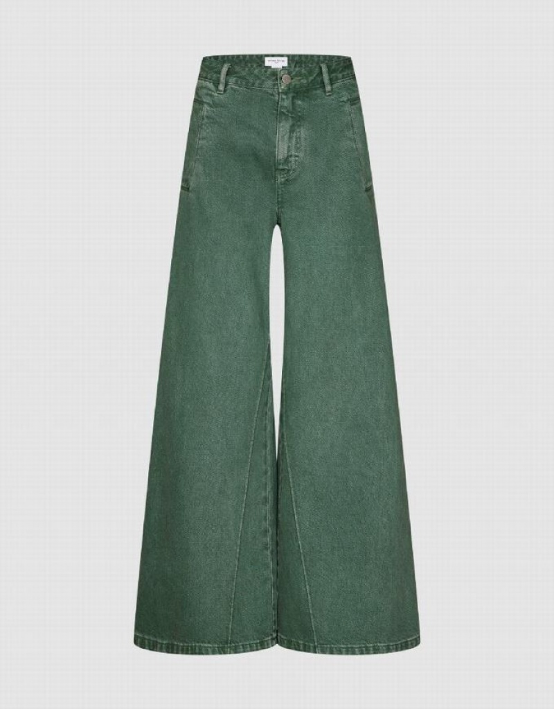 Green Urban Revivo Gradient Wide-Leg Women's Jeans | BLEJMK-260