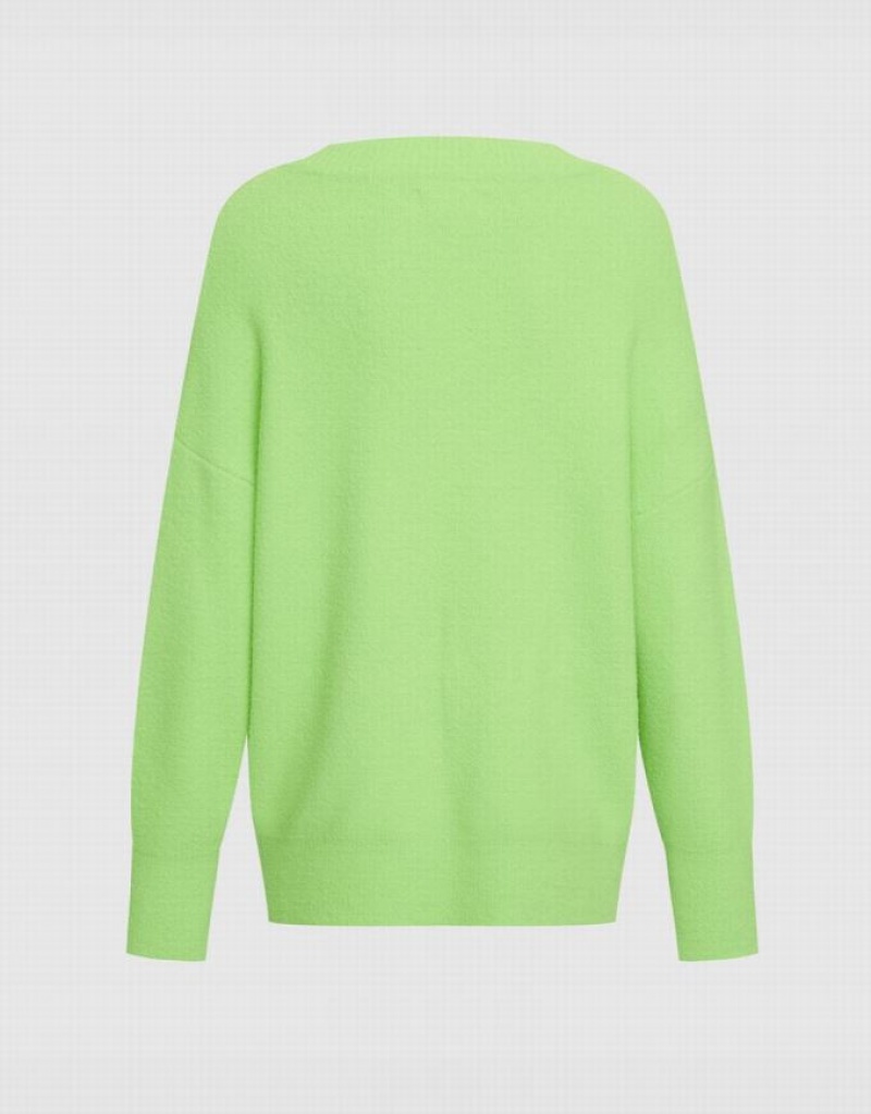 Green Urban Revivo Heart Detail Oversized Women's Sweaters | FIYGSA-295