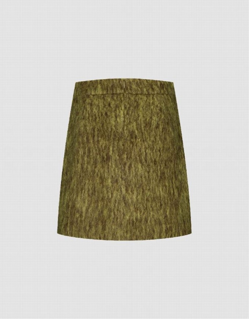 Green Urban Revivo Mini A-Line Women's Skirts | MGPYDV-142