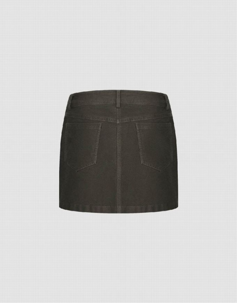 Green Urban Revivo Raw Hem Mini Straight Women's Skirts | MJBQLD-715