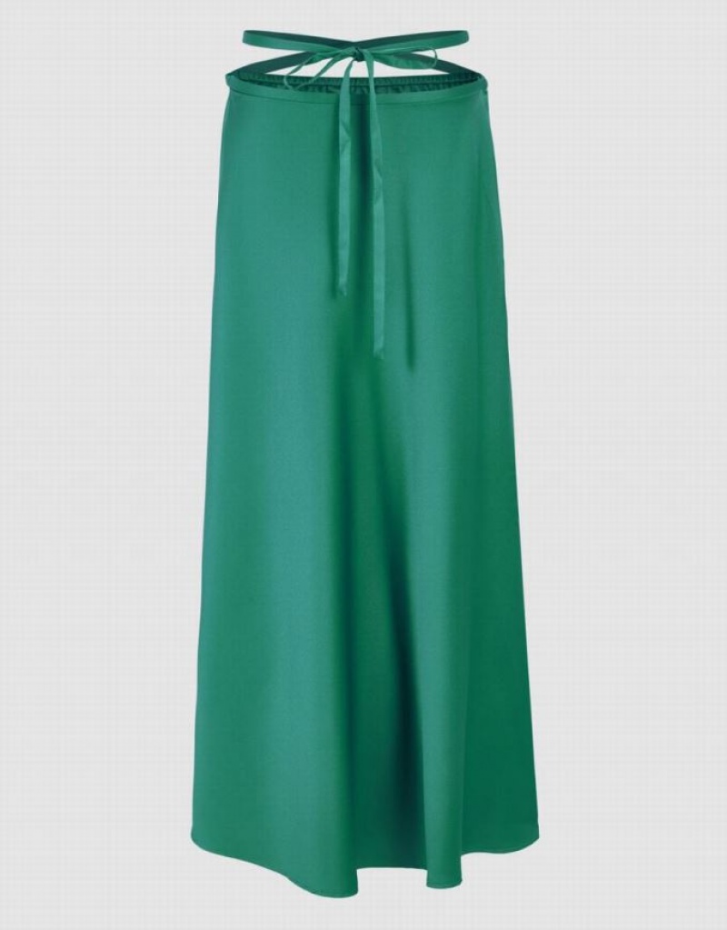 Green Urban Revivo Split Hem A-Line Women\'s Skirts | DMWKUT-428