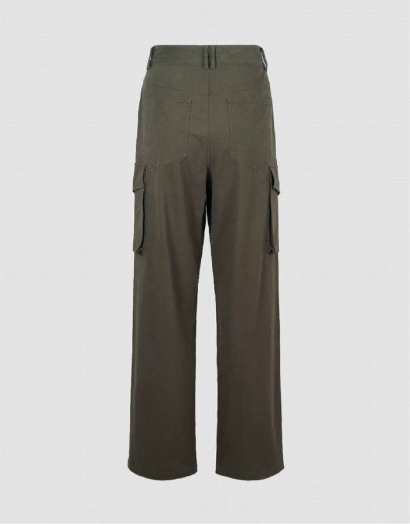 Green Urban Revivo Wide-Leg Men's Pants | JIBUAH-042