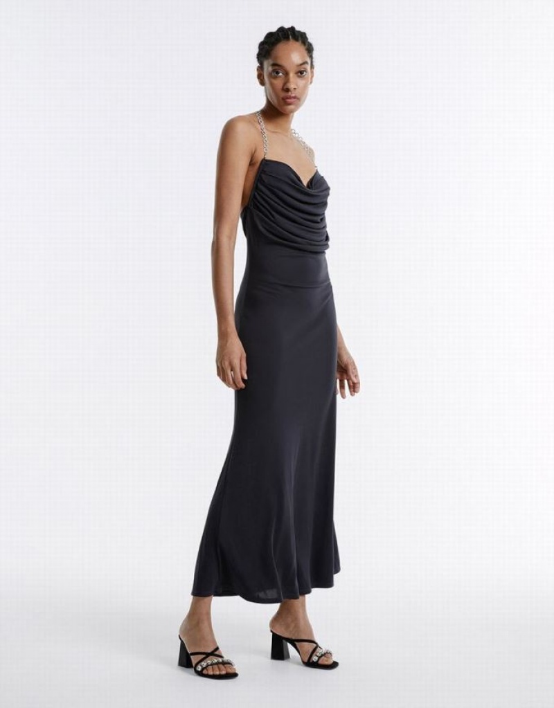 Grey Urban Revivo Backless Maxi Women's Maxi Dress | DYNLCS-576