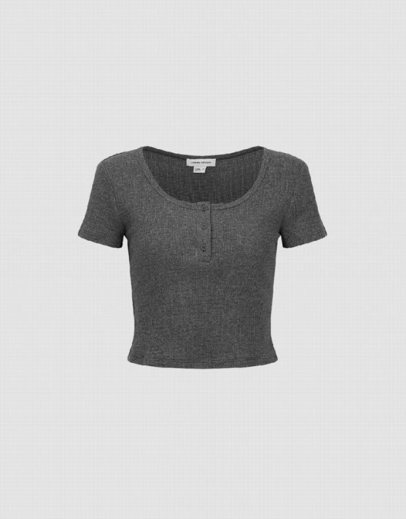 Grey Urban Revivo Basic Crew Neck Women's T-Shirts | IGYJNX-935