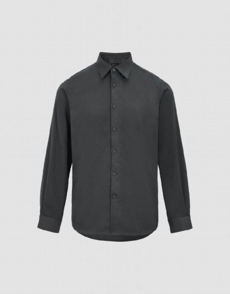 Grey Urban Revivo Button Up Straight Men's Shirts | HYJUWS-634