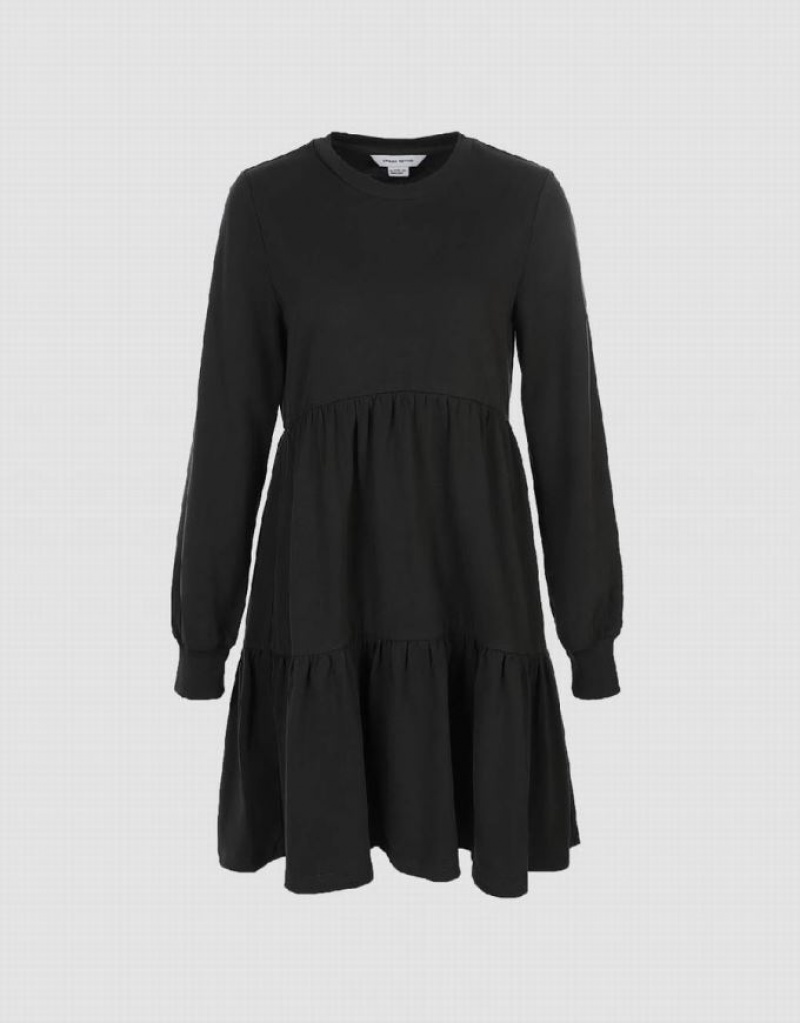 Grey Urban Revivo Crew Neck A-Line Women's Dress | QEYJFC-094