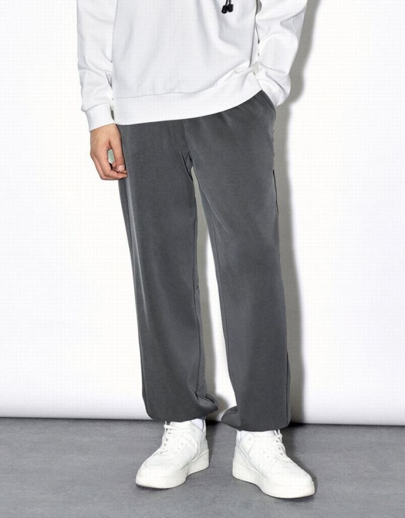 Grey Urban Revivo Drawstring Waist Knitted Men's Joggers | JCHLFI-362