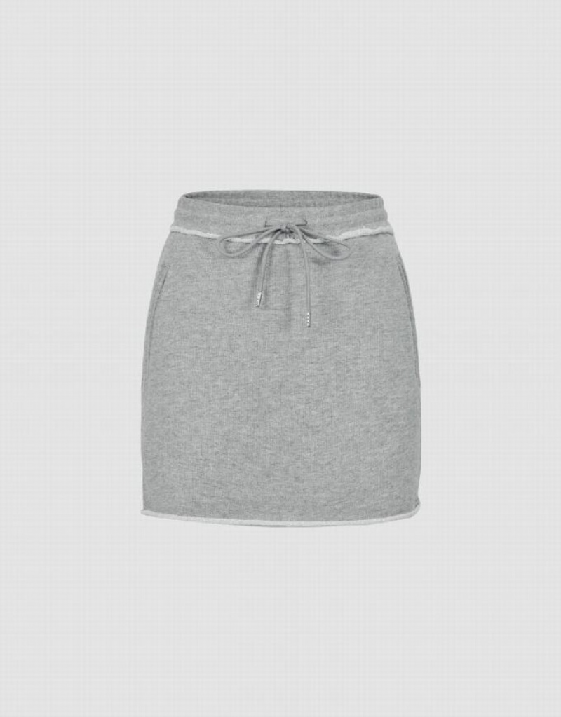 Grey Urban Revivo Drawstring Waist Mini Straight Women\'s Skirts | YXIDLR-643