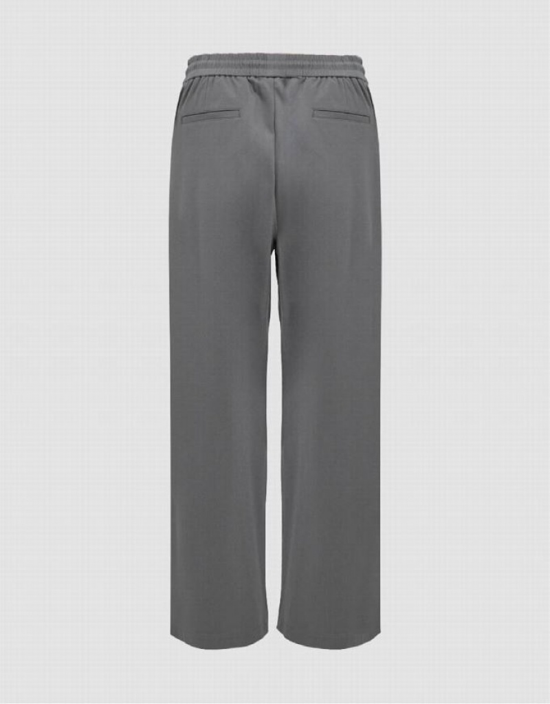 Grey Urban Revivo Drawstring Waist Wide-Leg Loose Men's Pants | GROSLX-419