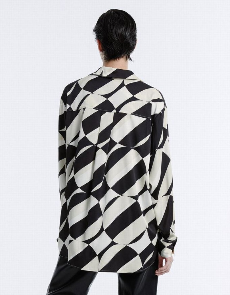 Grey Urban Revivo Geometric Print Women's Shirts | XNSUOY-138