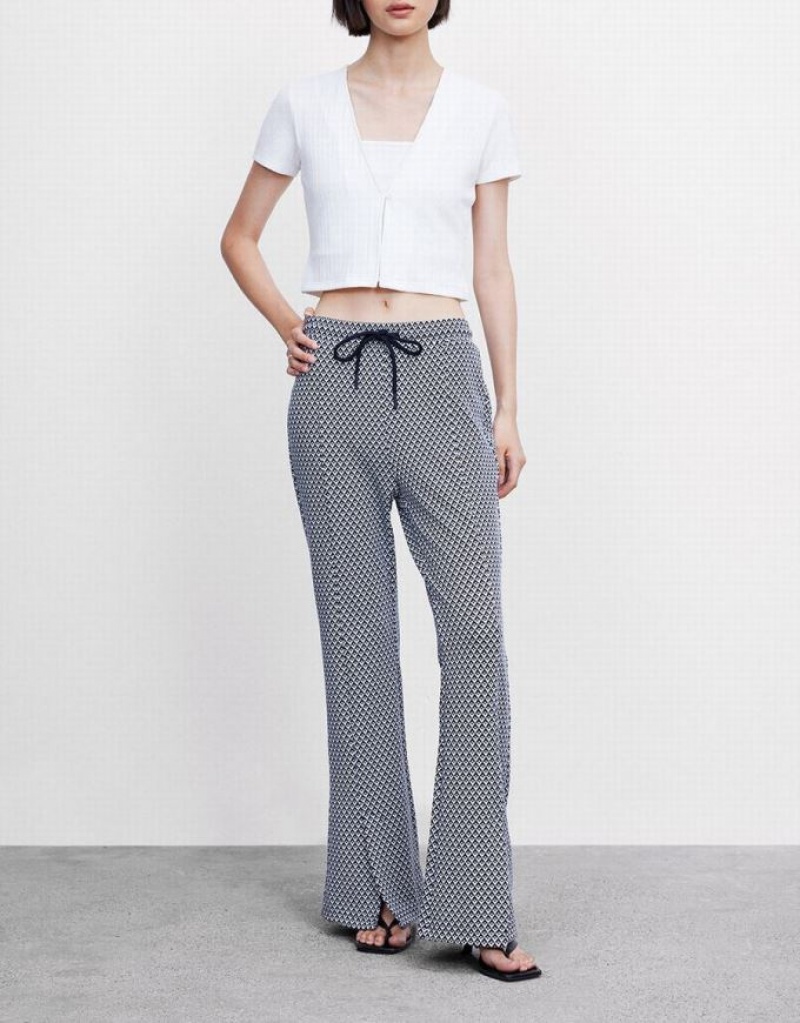 Grey Urban Revivo Houndstooth Flare Women's Pants | DNRILT-517