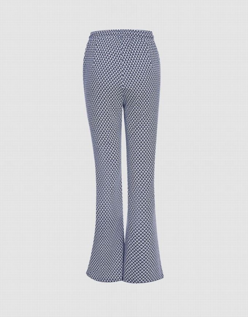 Grey Urban Revivo Houndstooth Flare Women's Pants | DNRILT-517