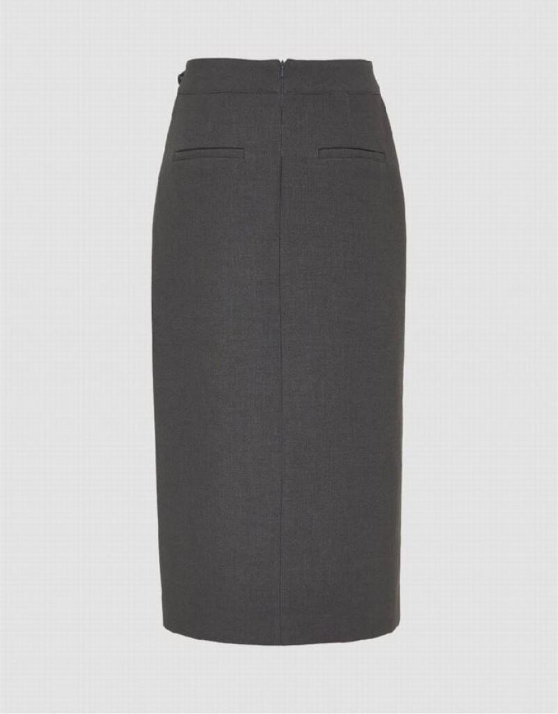 Grey Urban Revivo Midi Straight Women's Skirts | YTNDEF-735