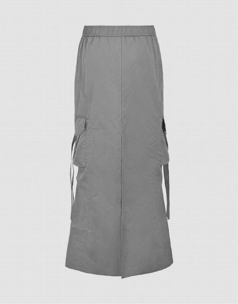 Grey Urban Revivo Midi Straight Women's Skirts | CLYZAT-623