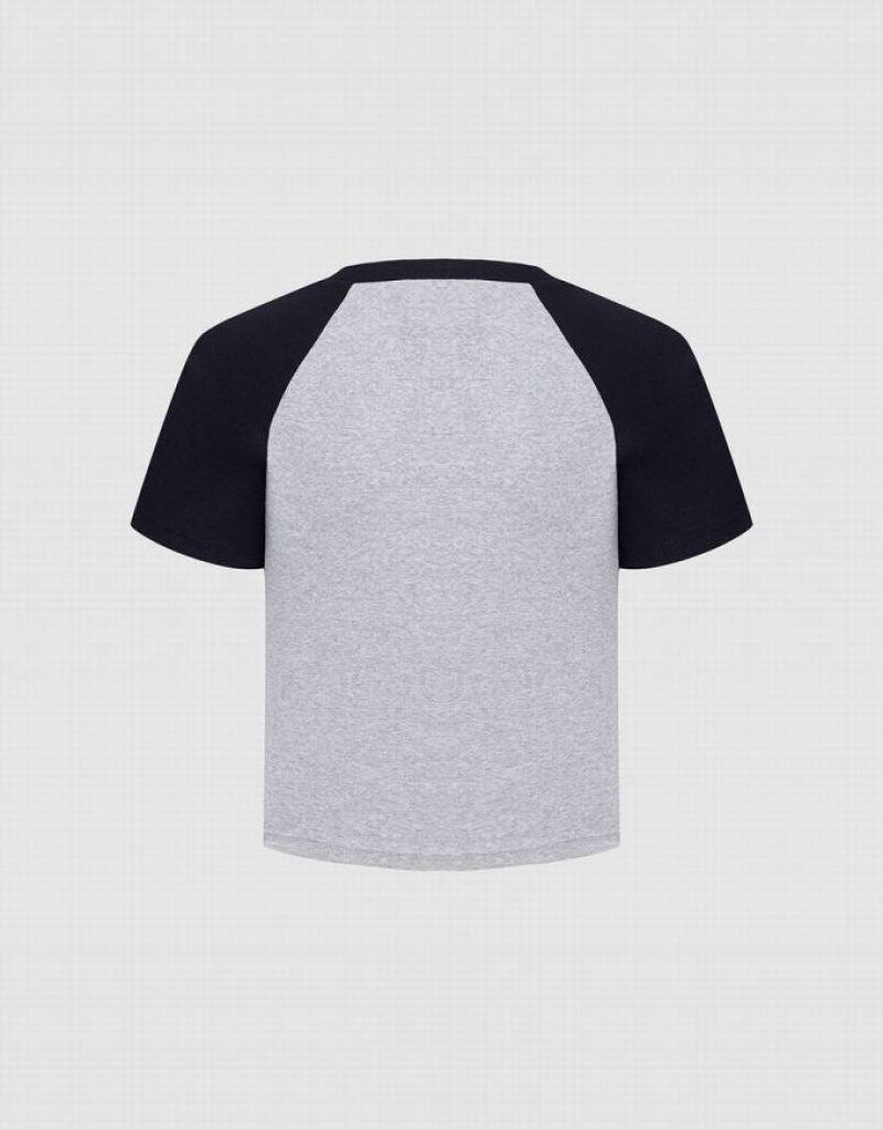 Grey Urban Revivo Minions Raglan Women's T-Shirts | RCTJSO-345