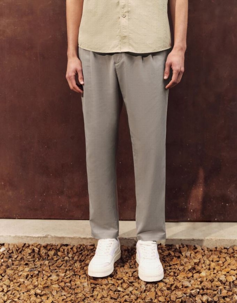 Grey Urban Revivo Oversized Straight Men's Pants | HVXURM-763