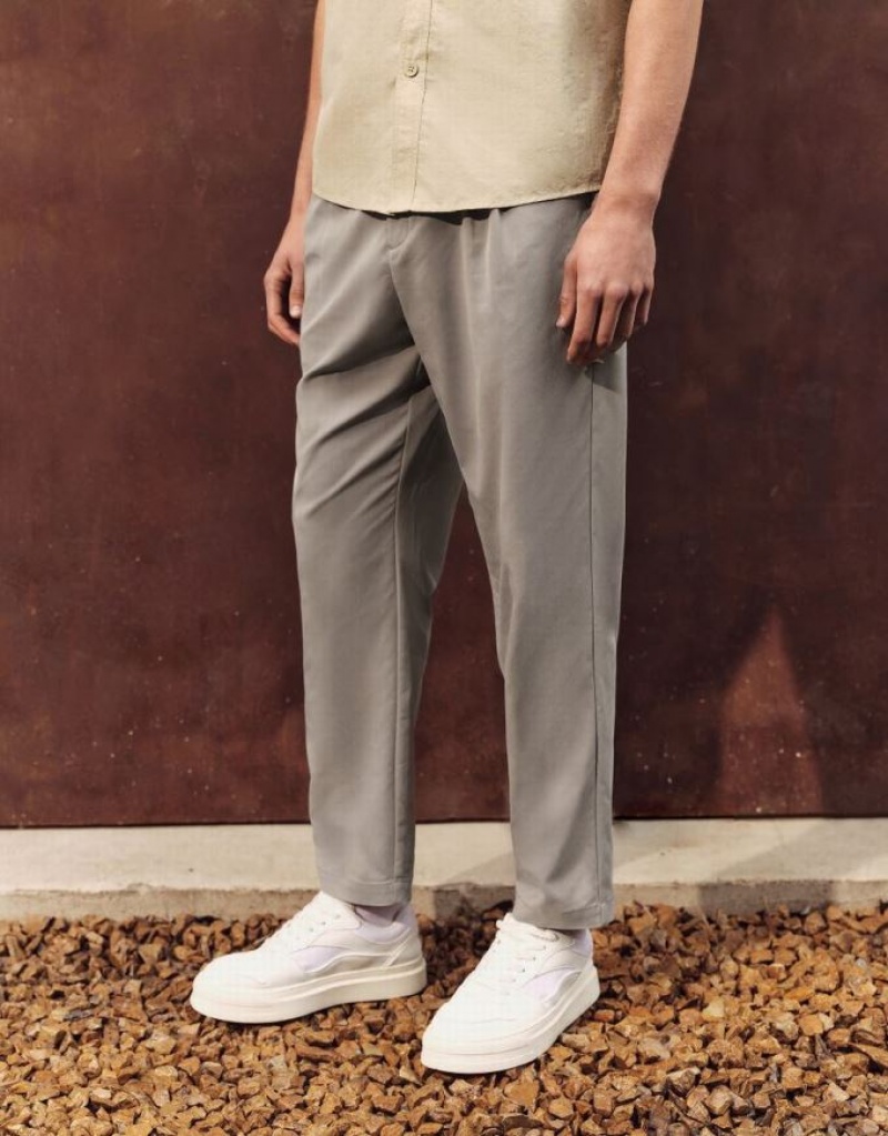 Grey Urban Revivo Oversized Straight Men's Pants | HVXURM-763