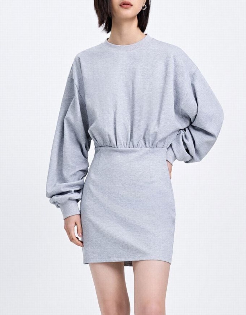 Grey Urban Revivo Plain Women's Casual Dress | KVNYHU-049