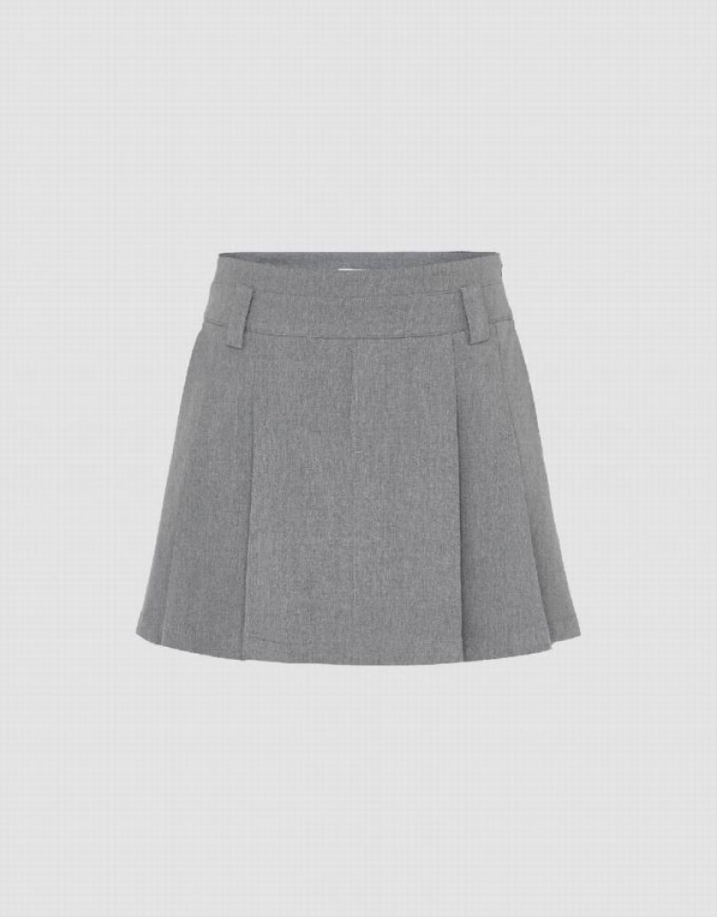 Grey Urban Revivo Pleated Mini A-Line Women\'s Skirts | DUIWLV-138