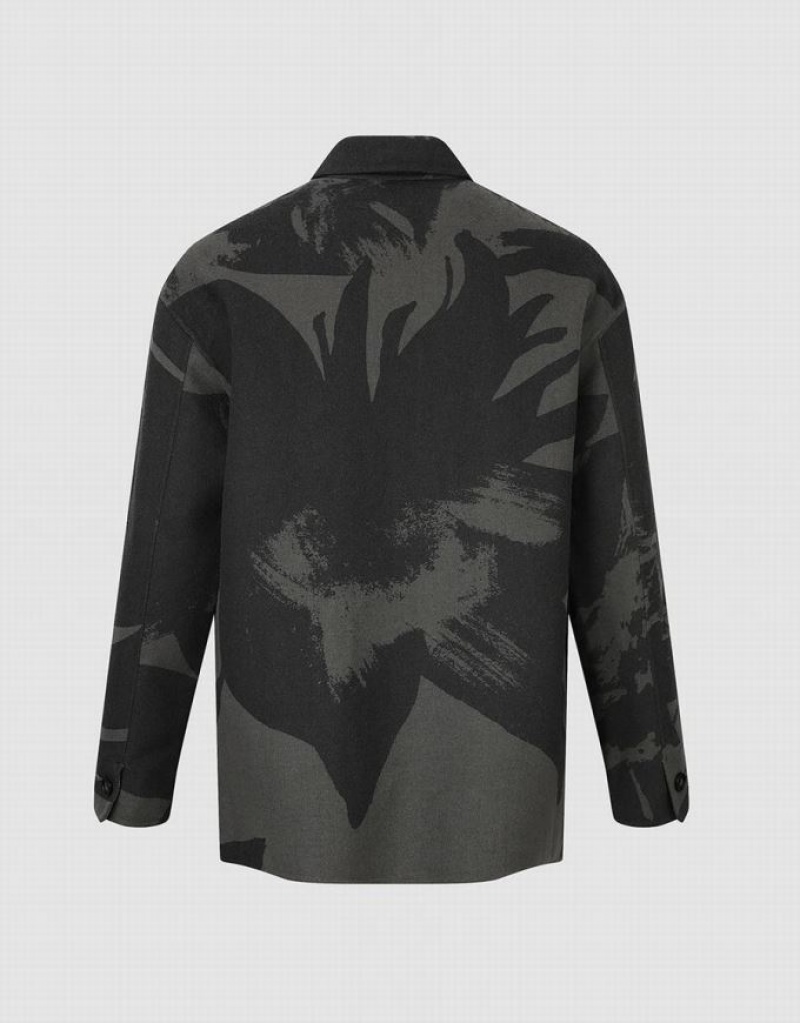 Grey Urban Revivo Printed Straight Men's Jacket | UJHRNT-617