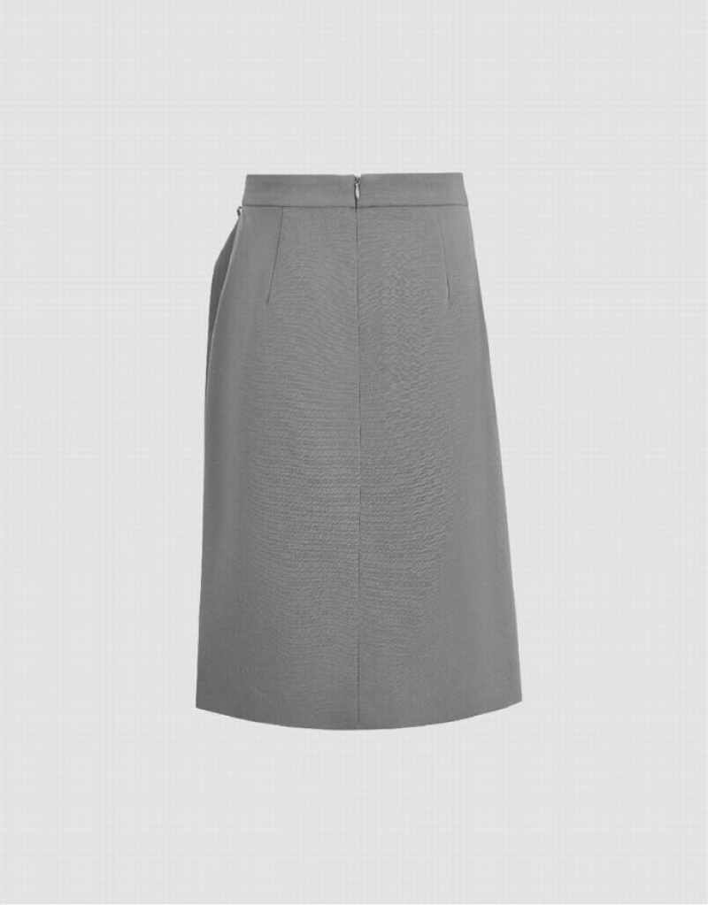 Grey Urban Revivo Split Hem A-Line Women's Skirts | IRKXHA-802