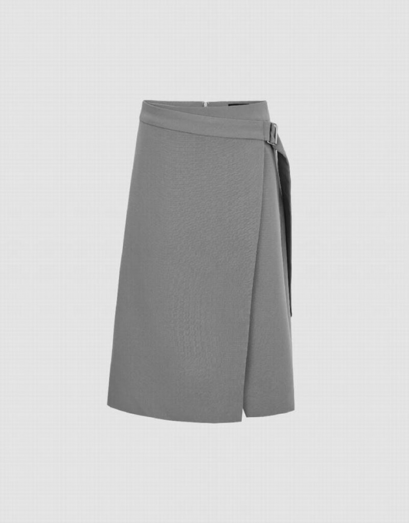 Grey Urban Revivo Split Hem A-Line Women\'s Skirts | IRKXHA-802