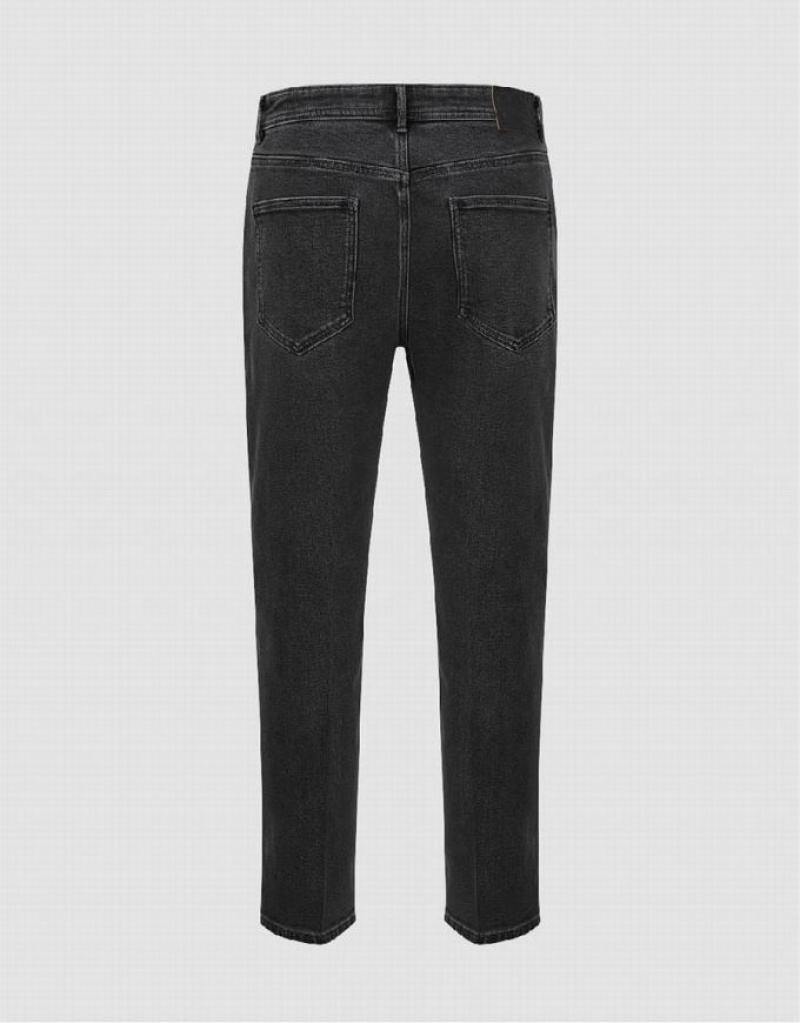 Grey Urban Revivo Straight Men's Jeans | RLOQYW-724