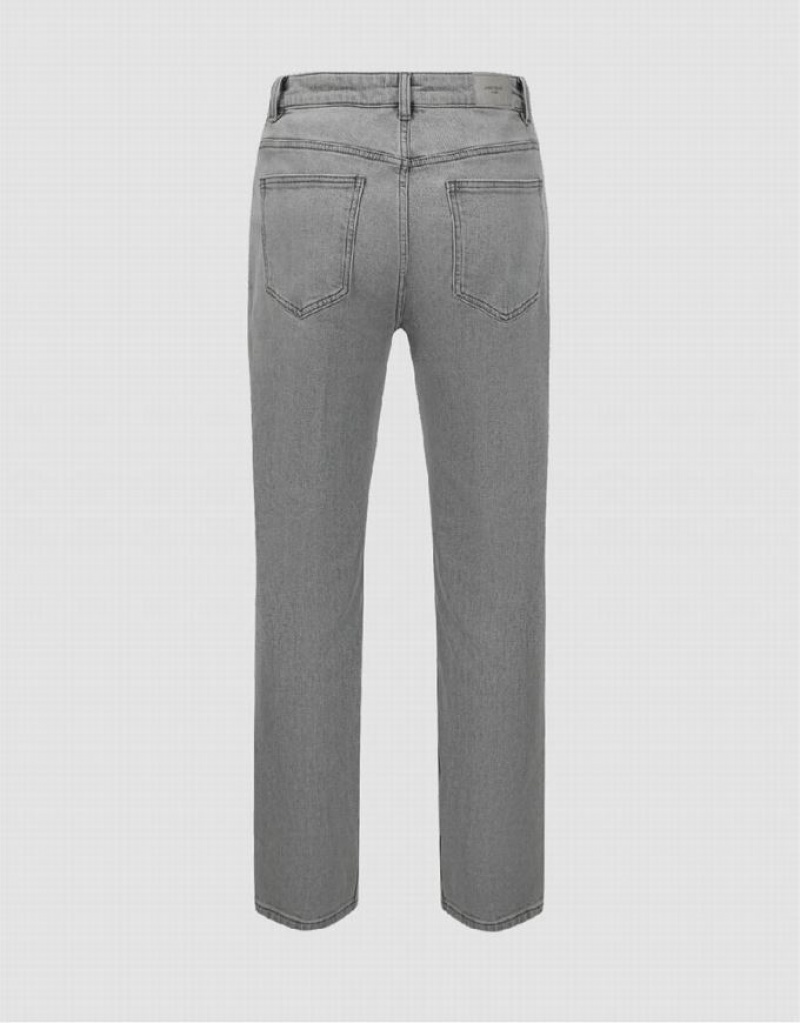 Grey Urban Revivo Straight Men's Jeans | VFQXGK-368