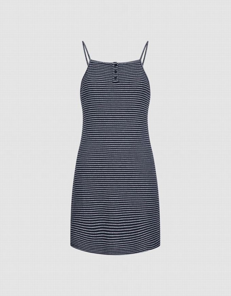 Grey Urban Revivo Striped Knitted Cami Mini Women\'s Mini Dress | NHJZXT-605