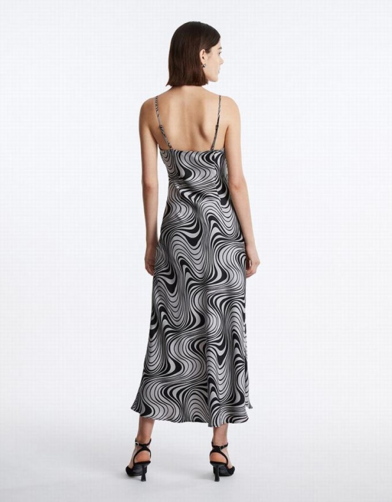 Grey Urban Revivo Swirl Print Maxi Cami Women's Maxi Dress | ZPQEGA-742