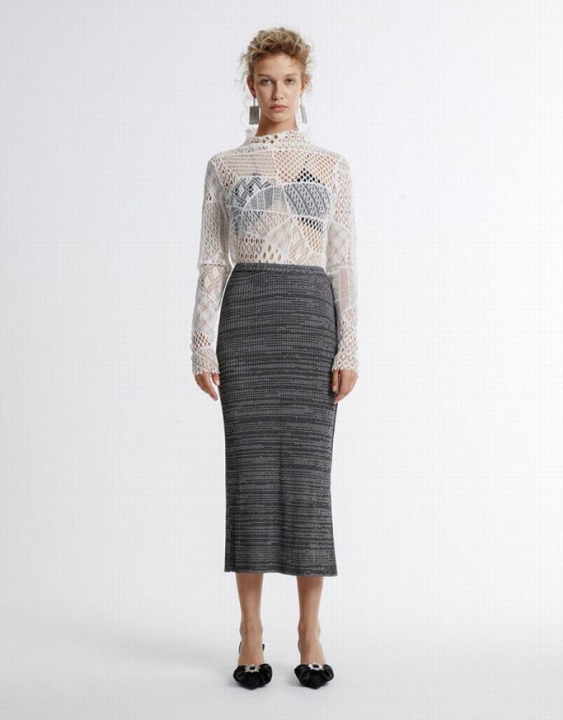 Grey Urban Revivo Textured Long Knitted Women's Skirts | KUWDCP-179