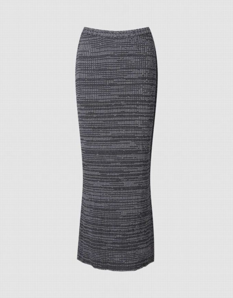 Grey Urban Revivo Textured Long Knitted Women\'s Skirts | KUWDCP-179