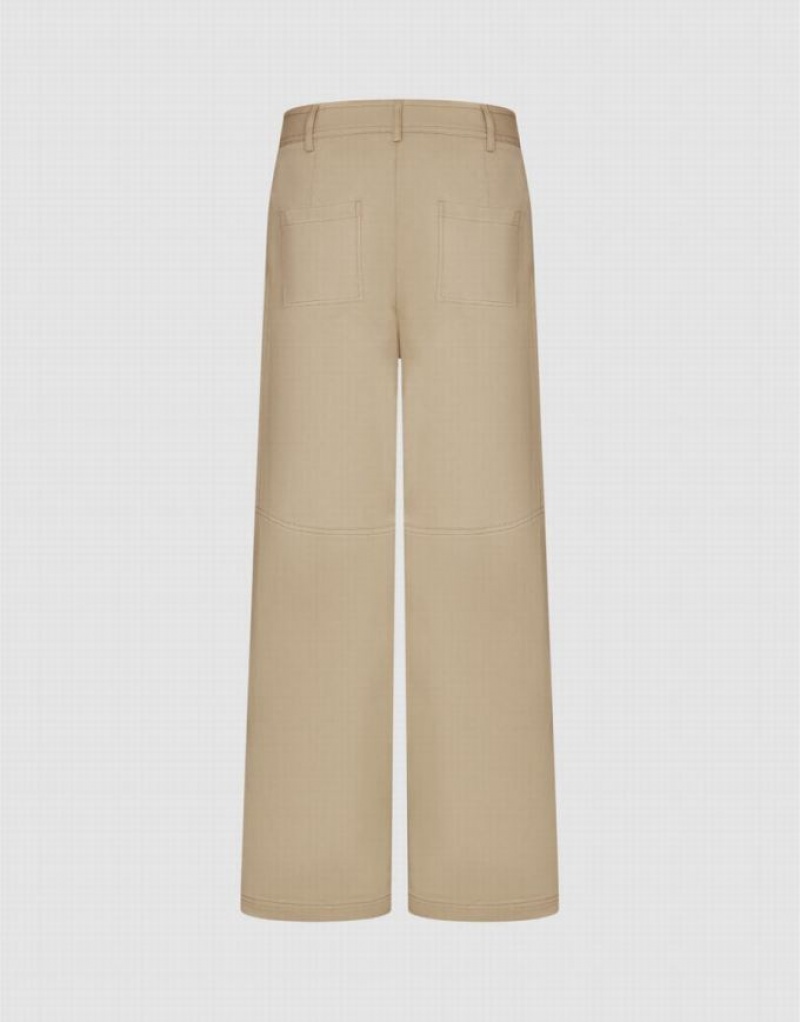 Khaki Urban Revivo Straight Leg Cargo Women's Pants | RPIFJM-981