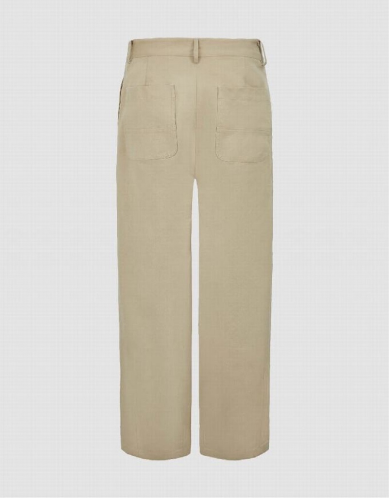 Khaki Urban Revivo Straight With Rope Men's Pants | SLKVHD-247