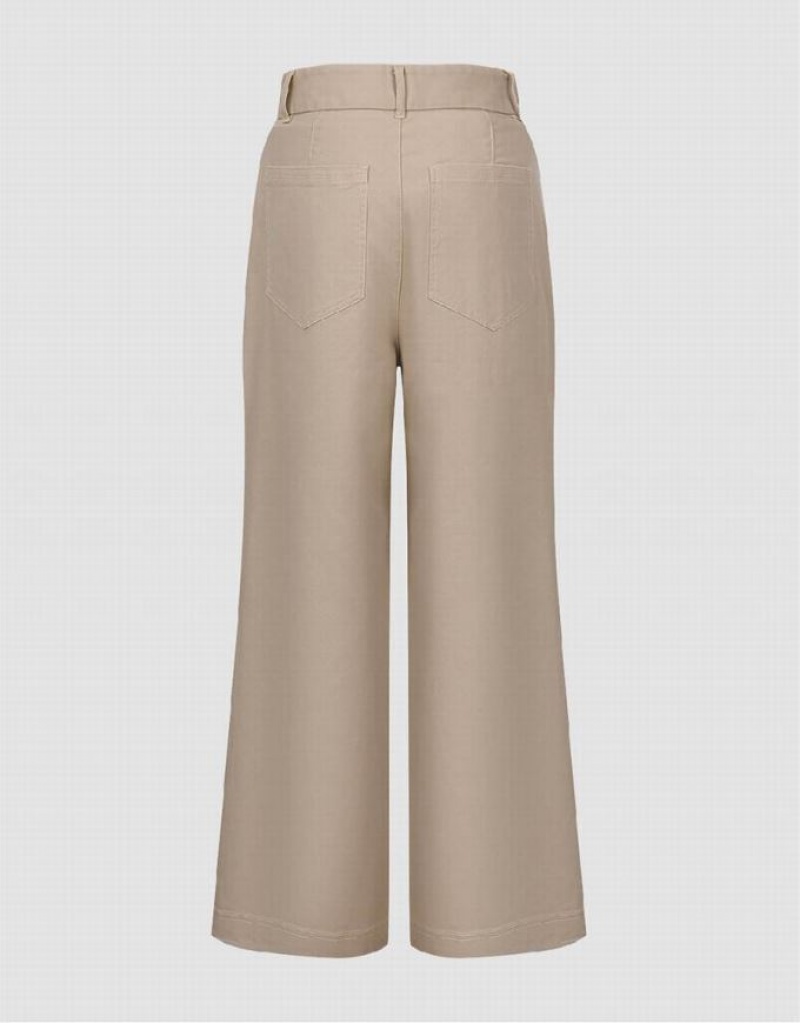 Khaki Urban Revivo Straight Women's Pants | UTXYKJ-078