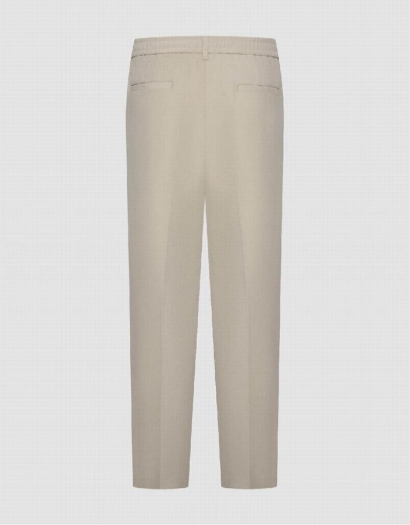 Khaki Urban Revivo Tailored Carrot Fit Men's Pants | NCHUGB-956