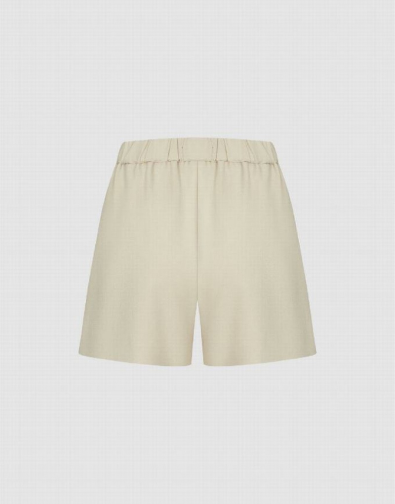 Khaki Urban Revivo Tailored Regular Women's Shorts | TZRLYO-941